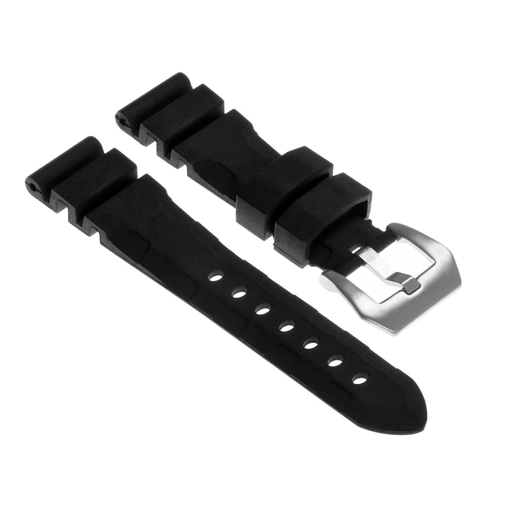 Rubber Watch Strap with Brushed Stainless Steel Pre-V Buckle