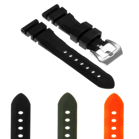 Rubber Watch Strap with Brushed Stainless Steel Pre-V Buckle