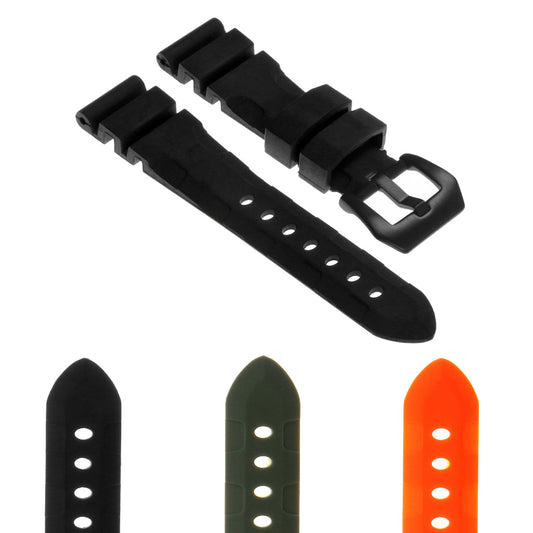 Rubber Watch Strap with Matte Black Pre-V Buckle