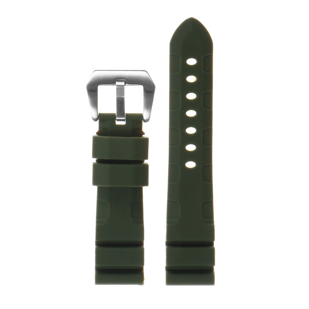 Rubber Watch Strap with Brushed Stainless Steel Pre-V Buckle