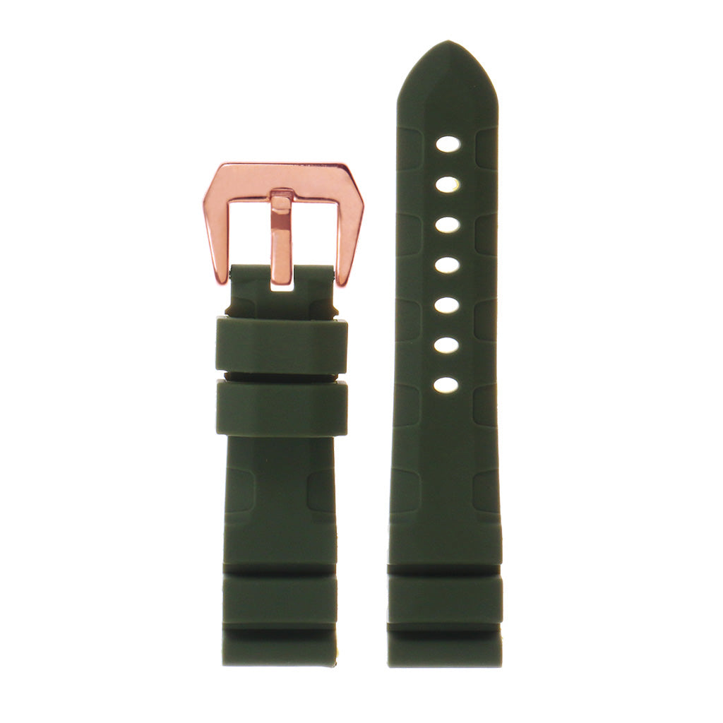 Rubber Watch Strap with Rose Gold Pre-V Buckle