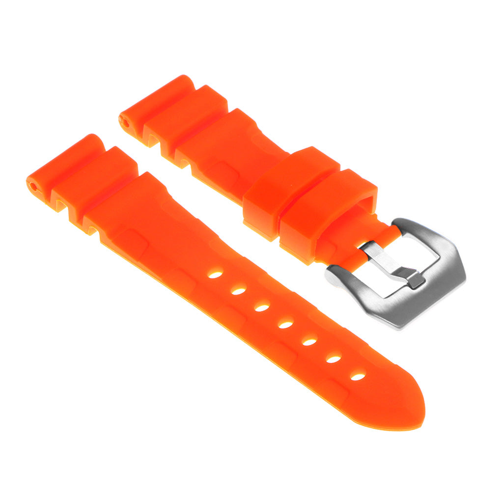 Rubber Watch Strap with Brushed Stainless Steel Pre-V Buckle