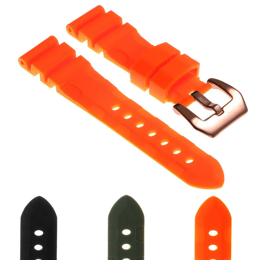 Rubber Watch Strap with Rose Gold Pre-V Buckle