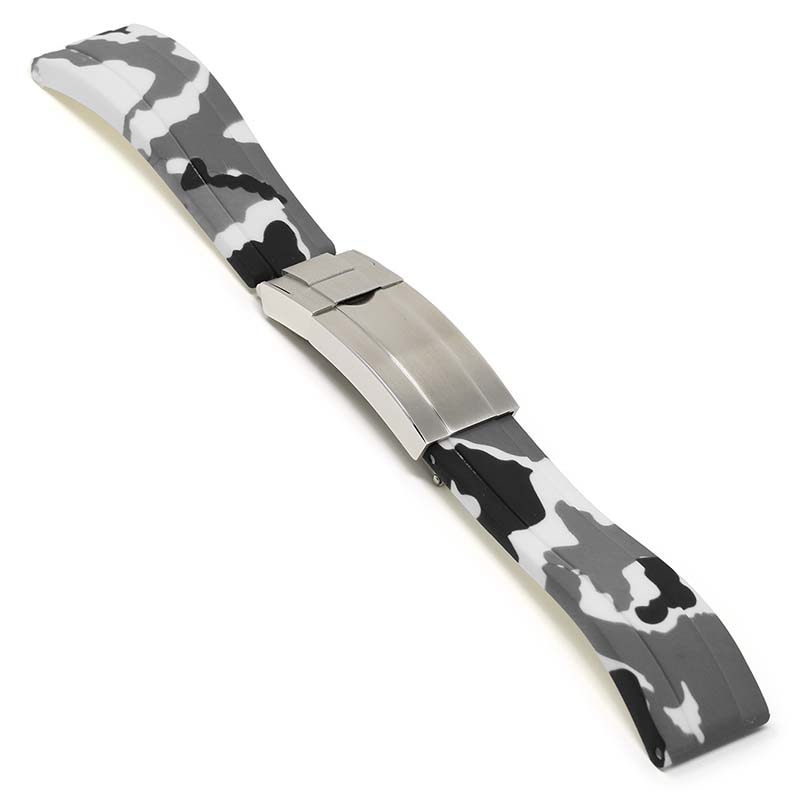 Horus Watch Straps Rubber Strap for Rolex Submariner - Arctic White, 40mm / Brushed Silver