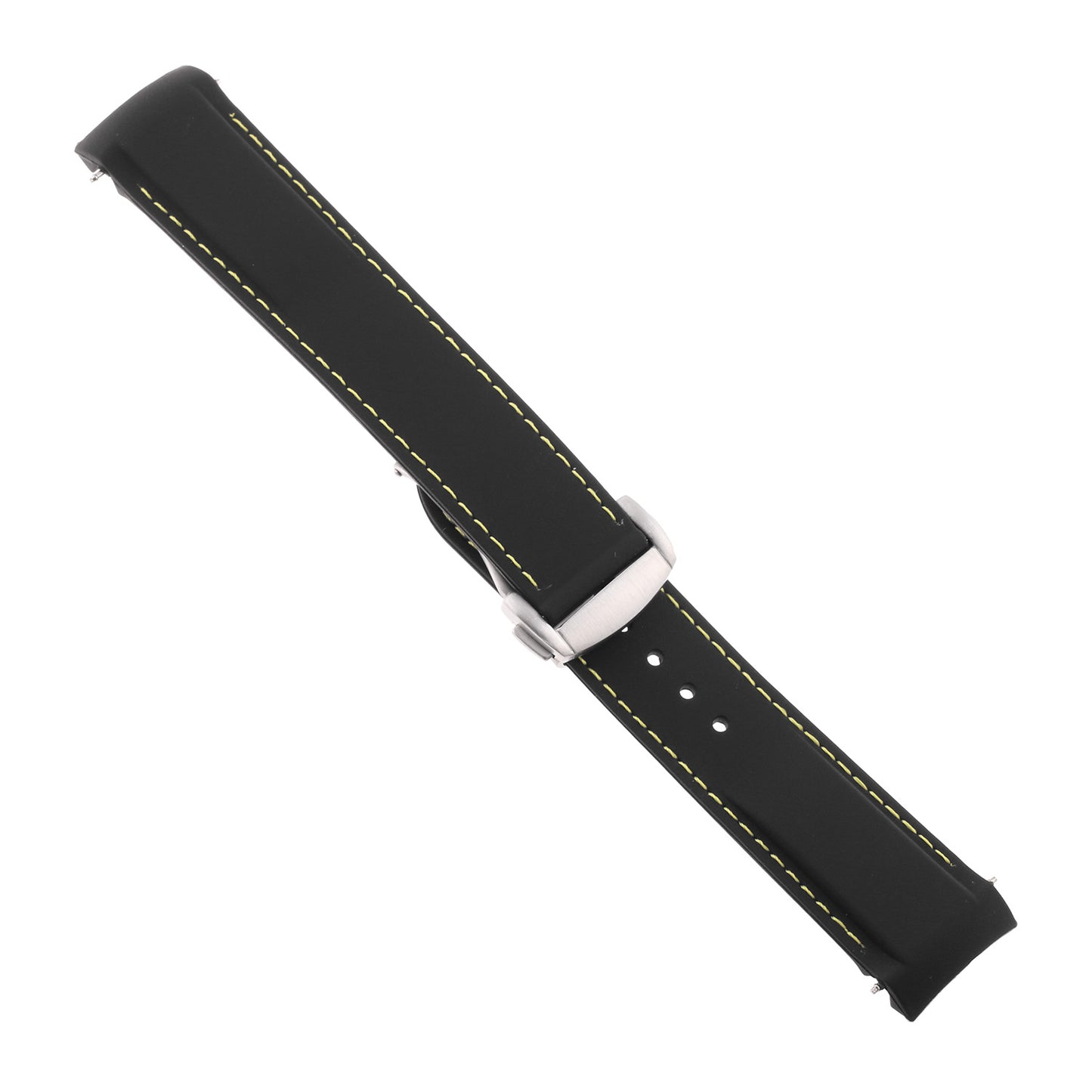 Rubber Strap w/ Brushed Silver Clasp for Omega Speedmaster