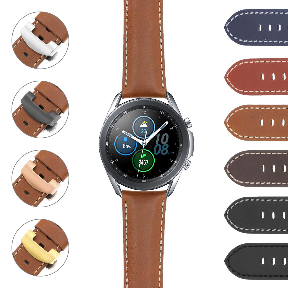 DASSARI Smooth Leather Strap w/ Deployant Clasp (Standard, Long) for OnePlus Watch