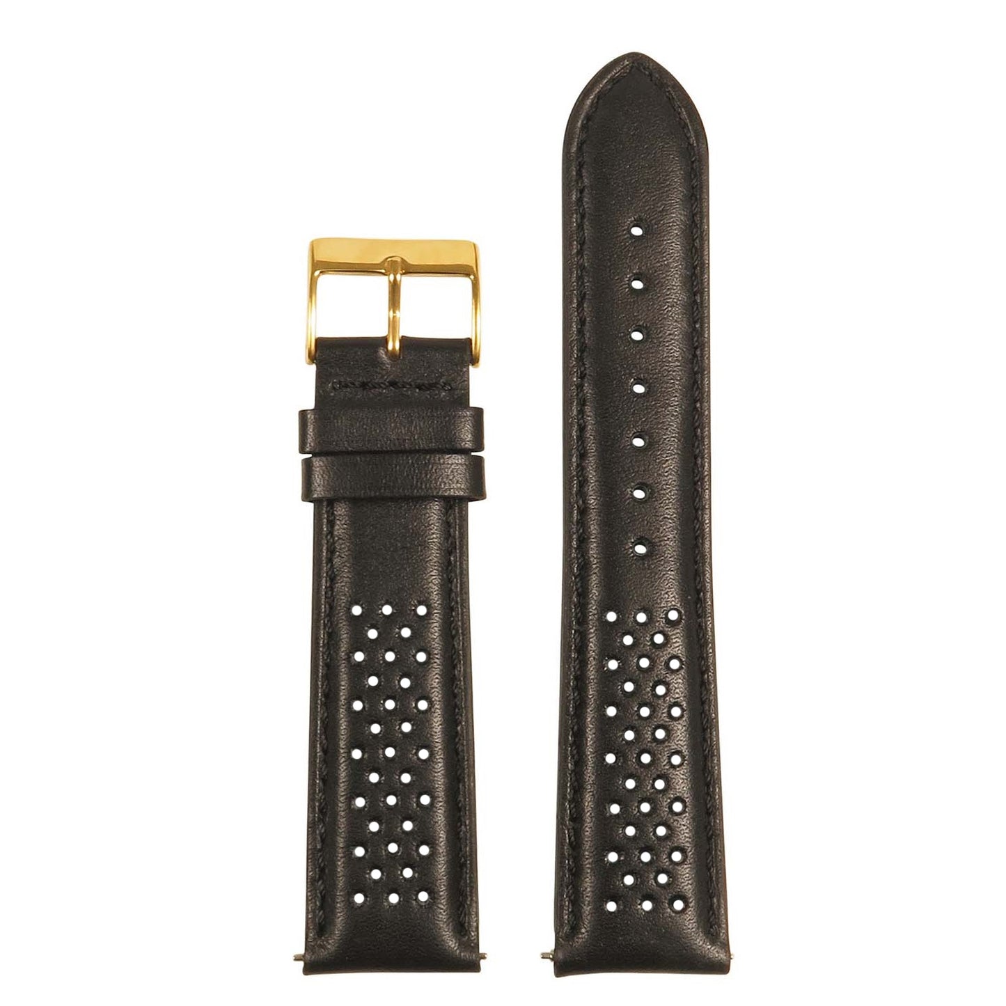 Perforated Rally Strap w/ Yellow Gold Buckle - Quick Release