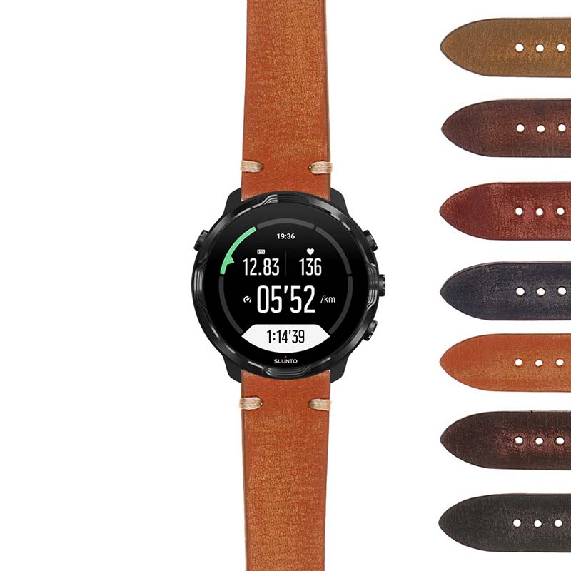 Hand-Stitched Vintage Washed Leather Strap for Samsung Galaxy Watch 3