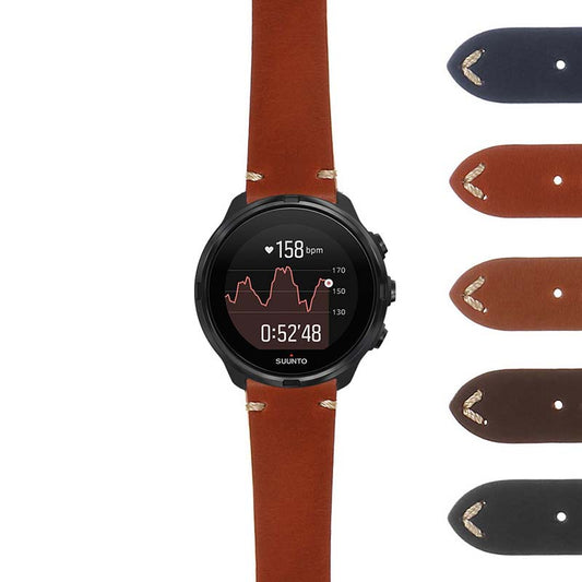 DASSARI Hand-Stitched Classic Leather Watch Strap for Suunto 9