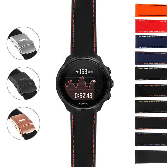 Rubber Strap w/ Stitching & Clasp for Suunto 9