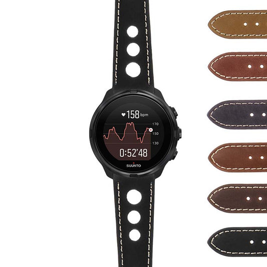 DASSARI Carrera Distressed Leather GT Rally Strap for Suunto 7