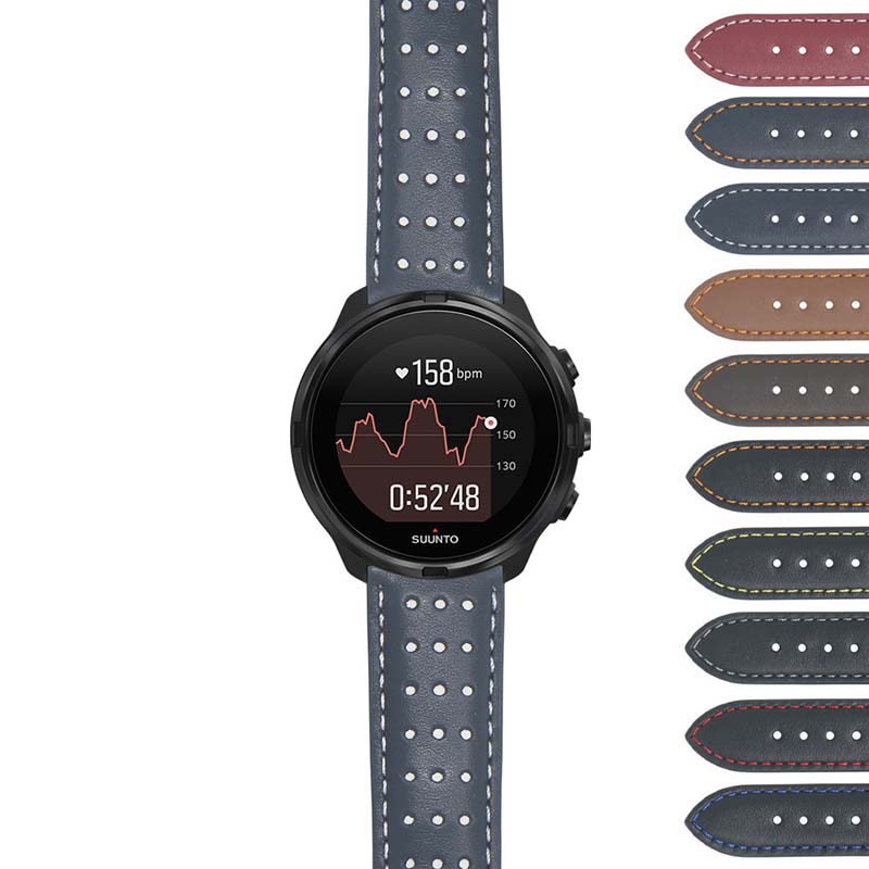 DASSARI Perforated Leather Racing Strap for Suunto 9