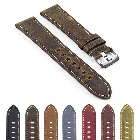 DASSARI Vintage Italian Leather Strap for Garmin Vivoactive 4