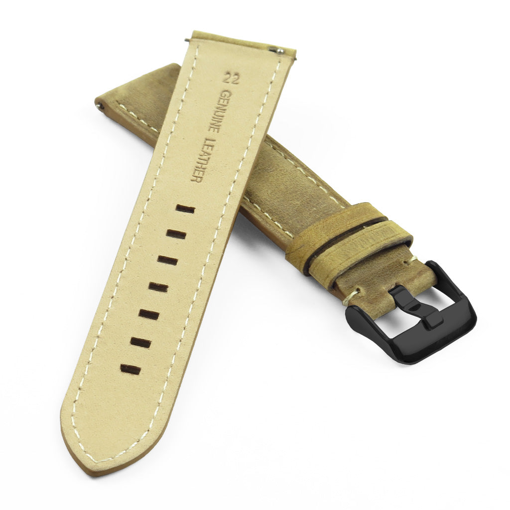 DASSARI Vintage Italian Leather Strap for Samsung Galaxy Watch (46mm Silver)