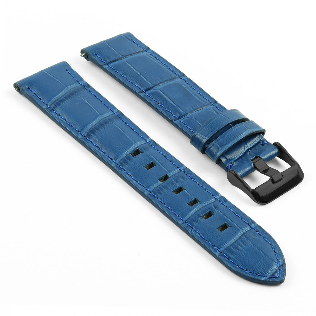 DASSARI Croc Leather Strap w/ Silver Deployant Clasp for Apple Watch
