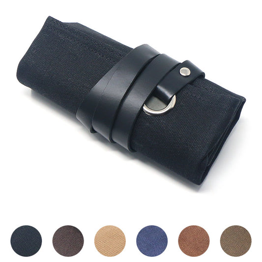Waxed Canvas Watch Roll for 4 Watches
